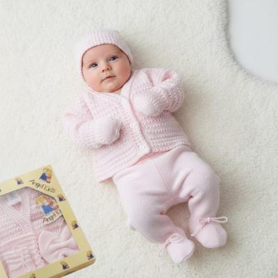 AK1037-P   Pink Boxed Knitted Set  (0-6 months)