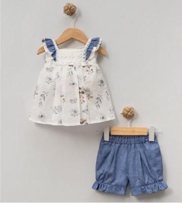 BJ2202-B  Blue Botanical Shorts Set  (3-24 months)