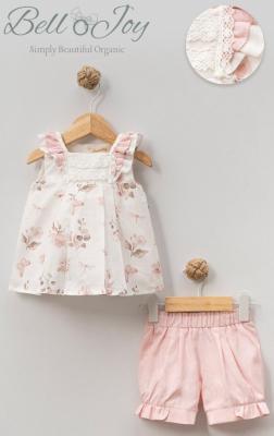 BJ2202-P  Pink Botanical Shorts Set  (3-24 months)