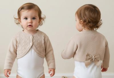 BOMC7016-B-Bi  Biscuit Bow Bolero  (9-24 months)