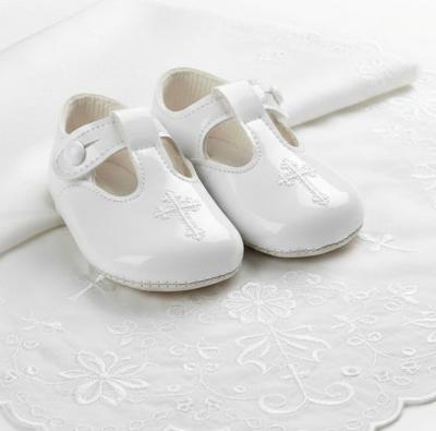 BP044WP Christening White Patent Shoe With Cross (2 ONLY)