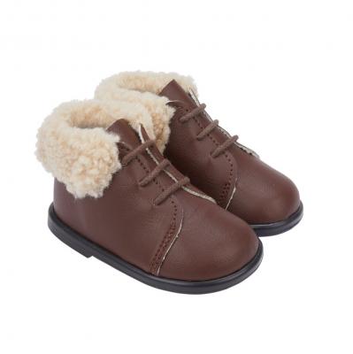 BPH515Br  Brown First Walker  Boots with Fur Collar  (2-6)