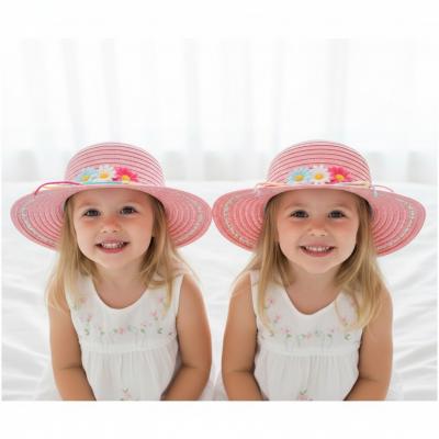 BWHC718  "Flowers" Straw Hat  (50-54cm)