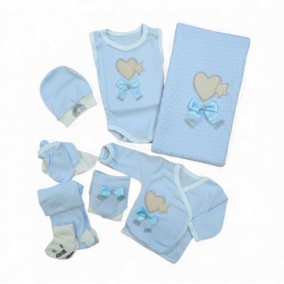 CBCC10033S  10 Piece Boxed  "Sparkle Heart" Sky  (0-3 months)