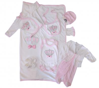 CBCC1625WP   10 Piece boxed  Gift Set "Sparkle Crown" White/Pink 