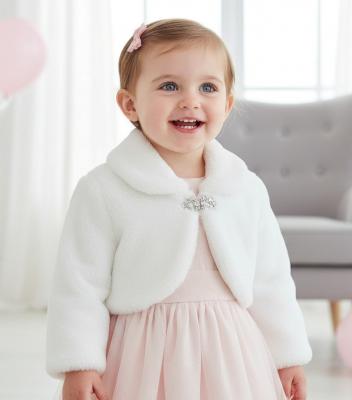 CC907-W  White Bolero with Diamante Clasp  (6-24 months)