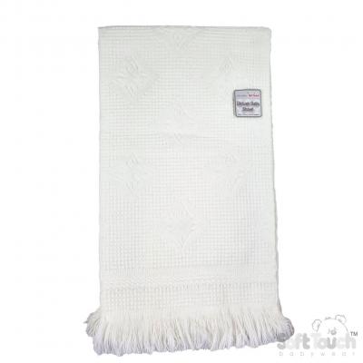 EASH22-BP-W  White  Star Bulk Shawl with fringe 