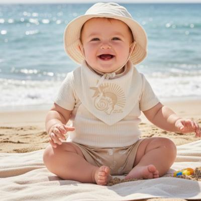 HGD07187T  Organic Ribbed Three Piece " Seaside"  (0-12 months)