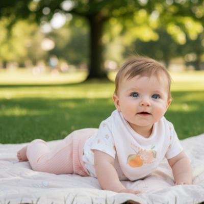 HGD07189  Organic Ribbed Three Piece "Fruit"  (0-12 months)