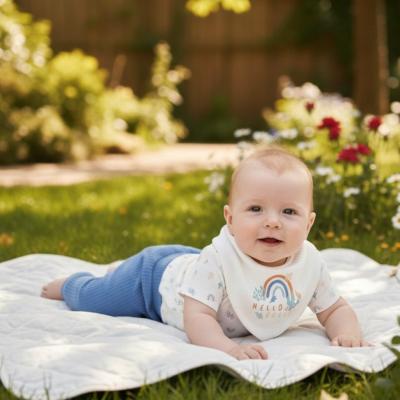 HGD07190  Organic Ribbed Three Piece " Rainbow"  (0-12 months)