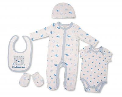JF25-1371 Cuddle Me Bear 5 Piece Layette Set (0-6m)