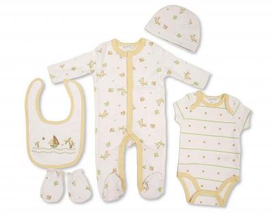 JF25-1381 Sailboat 5 Piece Layette Set (0-6m)