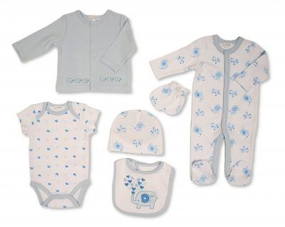 JF25-1382 Elephant hearts Bear 6 Piece Layette Set (0-6m)