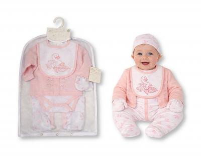JF25-1387P Swan 6 Piece Layette Set (0-6m)