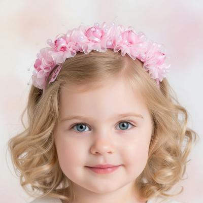 KCAT99-P Pink Organza and Bead Headband