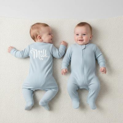 LD10096_S  Sky "Milk" Ribbed Zipped All In One   (0-9m)