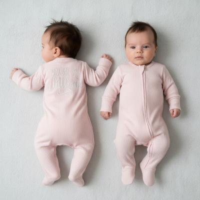 LD10099P  "Welcome" Ribbed Zipped All In One  (0-9m)