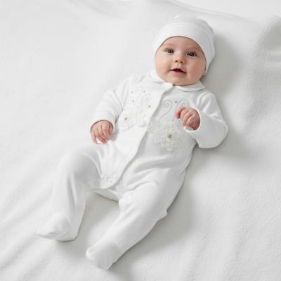 LD15005-I  Ivory Floral sleepsuit  (0-9 months)