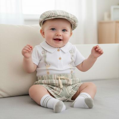 LGH13726  Striped Shorts Set and Cap  (0-9 months)