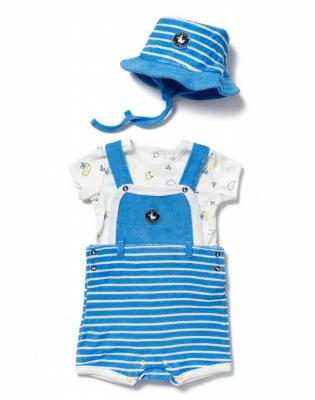 LJB03922B  Short Dungaree Set and hat  (0-12 months)