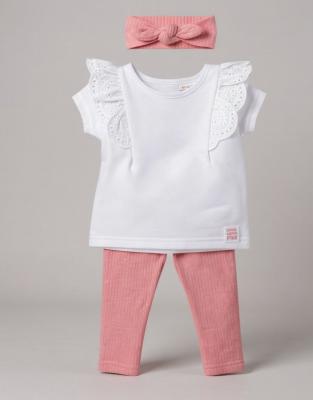 LJD07265P Broderie Anglaise Legging Set ( 9-24 months)