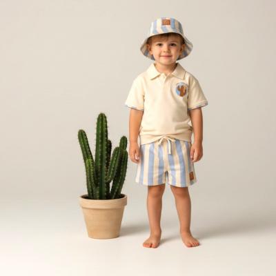 LJH12875B  Striped Hat and Shorts Set  (2-4 years)