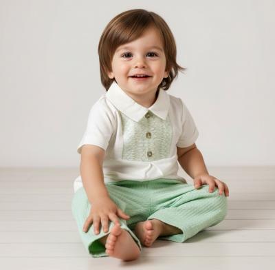 MB5757A  Smocked Waffle Trouser Set  (12-24 months)