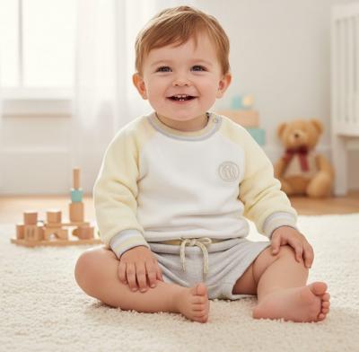 MB5801  Colour Block Towelling Shorts Set  (3-9 months)