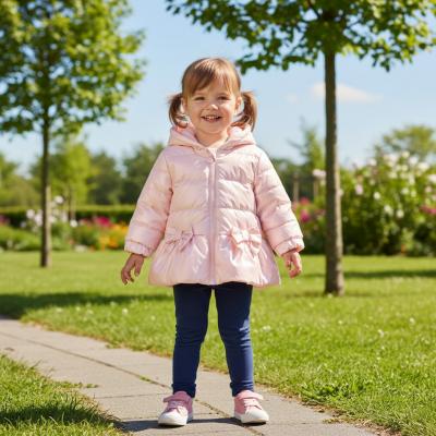 MB6862-B Pink Pearlised Bow Coat (3-5 years)