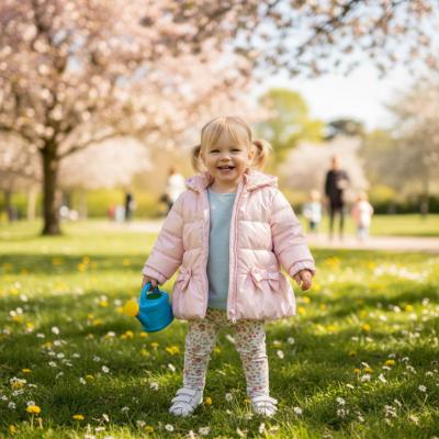 MB6862A  Pink Pearlised Bow Summer  Coat  (12-24 months)