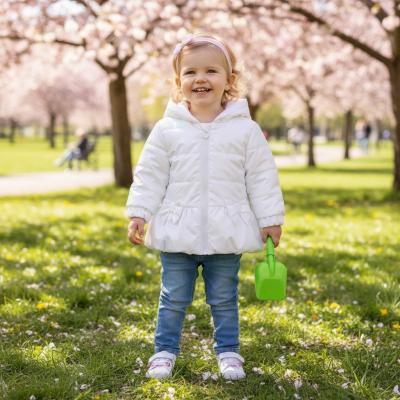 MB6863B White Pearlised Bow Summer Coat (3-5 years)