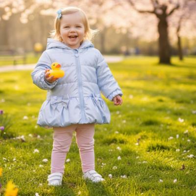 MB6864A Bluebell Pearlised Summer Bow Coat (12-24 months)