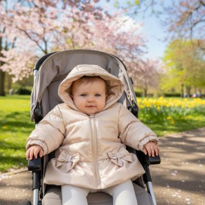 MB6865-G  Gold Pearlised Bow Summer Coat  (3-9 months)