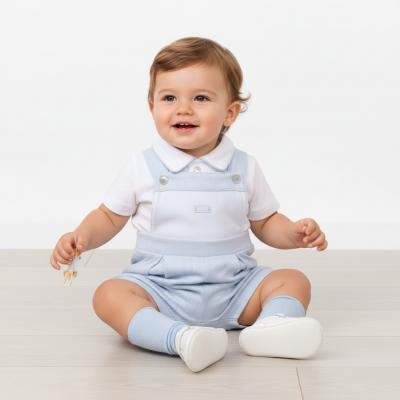 MB6893A  Pointelle Piped Dungaree Set (12-24 months)