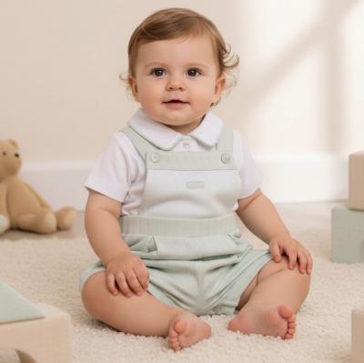 MB6905SG  Pointelle Piped Dungaree Set (3-9 months)