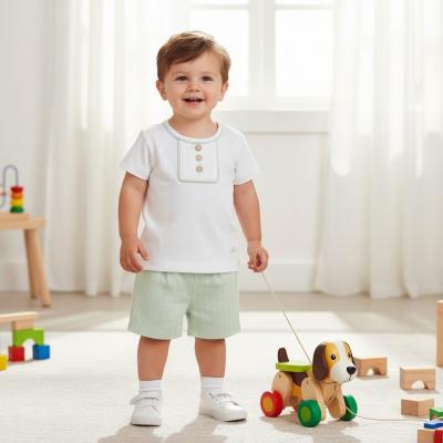 MB6907A  Pointelle Piped Shorts Set  (12-24 months)