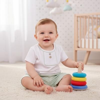 MB6907SG  Pointelle Piped Shorts Set (3-9 months)