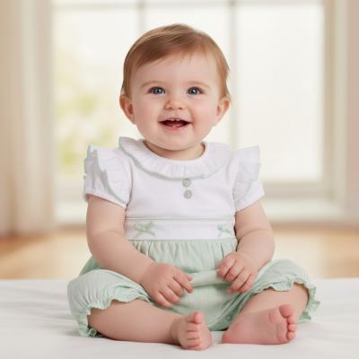 MB7067SG  Pointelle Bow Romper   (1-9 months)
