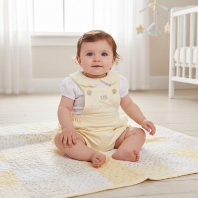 MB7107Y  Diamante and Frilled Rear Dungaree Set  (3-9 months)