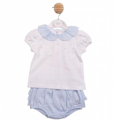 MB7119A  Diamante and Frilled rear bloomer set (12-24 months)