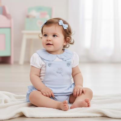 MB7120B  Diamante and Frilled Rear Dungaree Set  (3-9 months)