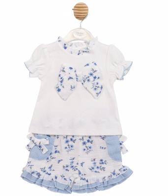 MB7142B  Floral Bows and Gingham Shorts Set  (3-5 years)
