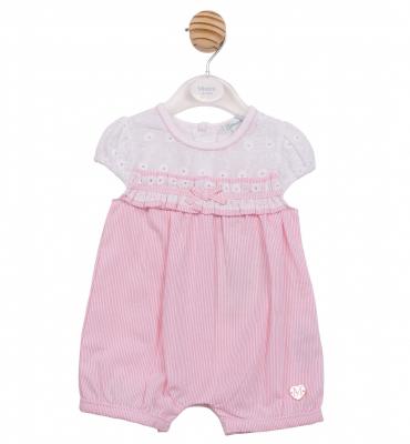 MB7169  Sriped and broderie angliase romper   (3-12 months)