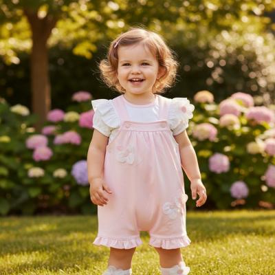 MB7206A  3D Flower Dungaree Set  (12-24 months)