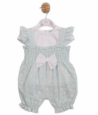 MB7249  Floral Shirred Sun Romper   (3-12 months)