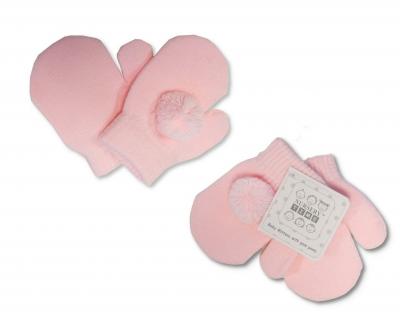 ML0503-0464P  Pink Pom Pom Mitts  (One Size - 10cm)