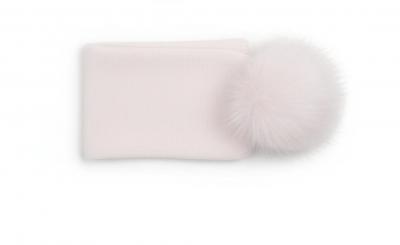 ML0503-0627-W  White Knitted Headband with Pom 