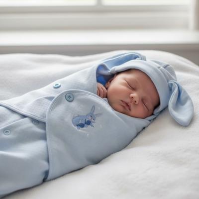 ML2020-2555S  "Bunny" Hooded Swaddle All in One  (NB-3 months)