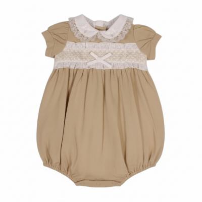 ML2120-6253-T  Linen  "Smocked " Romper  (Nb-6m)