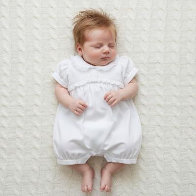 ML2120-6260-W Lace Trim Romper (NB-6m)